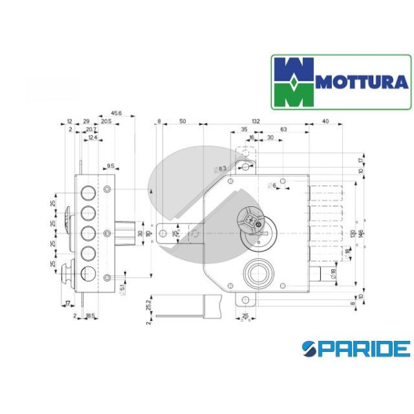 SERRATURA TRIPLICE L 60 20520VDDMX DX MOTTURA DOPPIA MAPPA