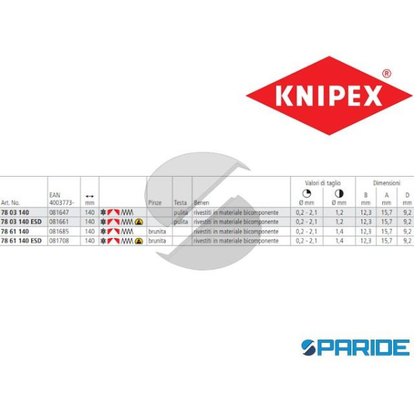 TRONCHESE PER ELETTRONICA 78 03 140 XL KNIPEX