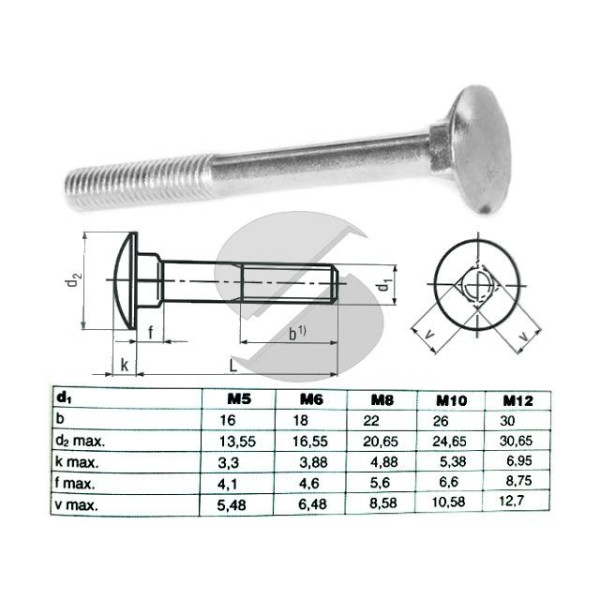 VITE TTDE INOX M8X100 PER LEGNO DIN 603 ISO 8677 U...